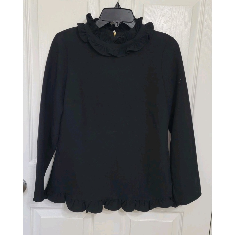 Sail To Sable STS Long Sleeve Black Double Ruffle Blouse Size XS